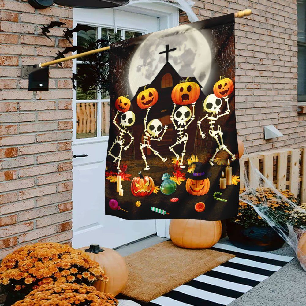 Halloween Flag Dancing Skeleton Pumpkin Halloween Night House Flag