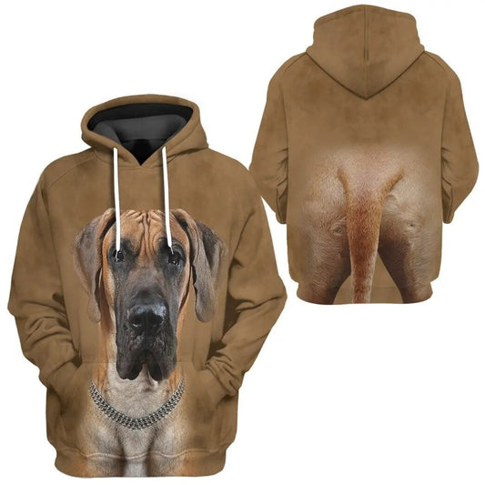 Dog Hoodie Great Dane Front And Back Hoodie Brown Unisex