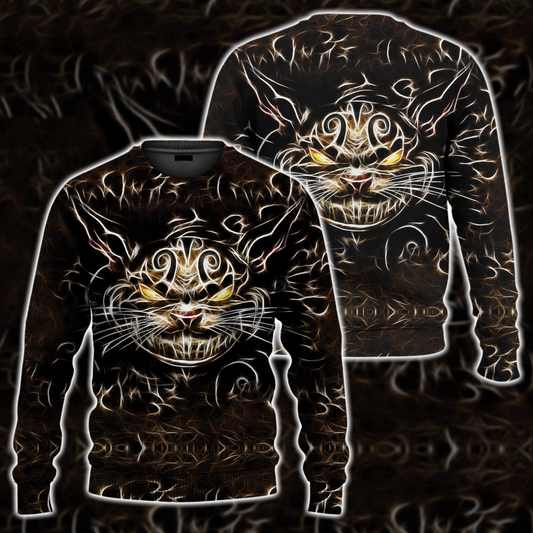 Alice In Wonderland Sweatshirt Cheshire Cat Scary Style Sweatshirt Black Unisex