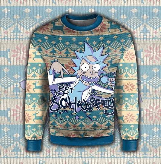 Rick And Morty Sweatshirt Rick Get Schwifty Sweatshirt Blue Unisex Adults