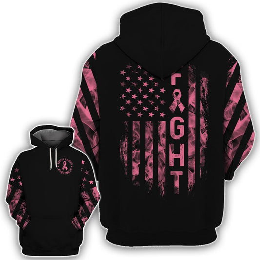  Breast Cancer Shirt Breast Cancer Awareness Fight American Flag Pink Black Hoodie Apparel For Women