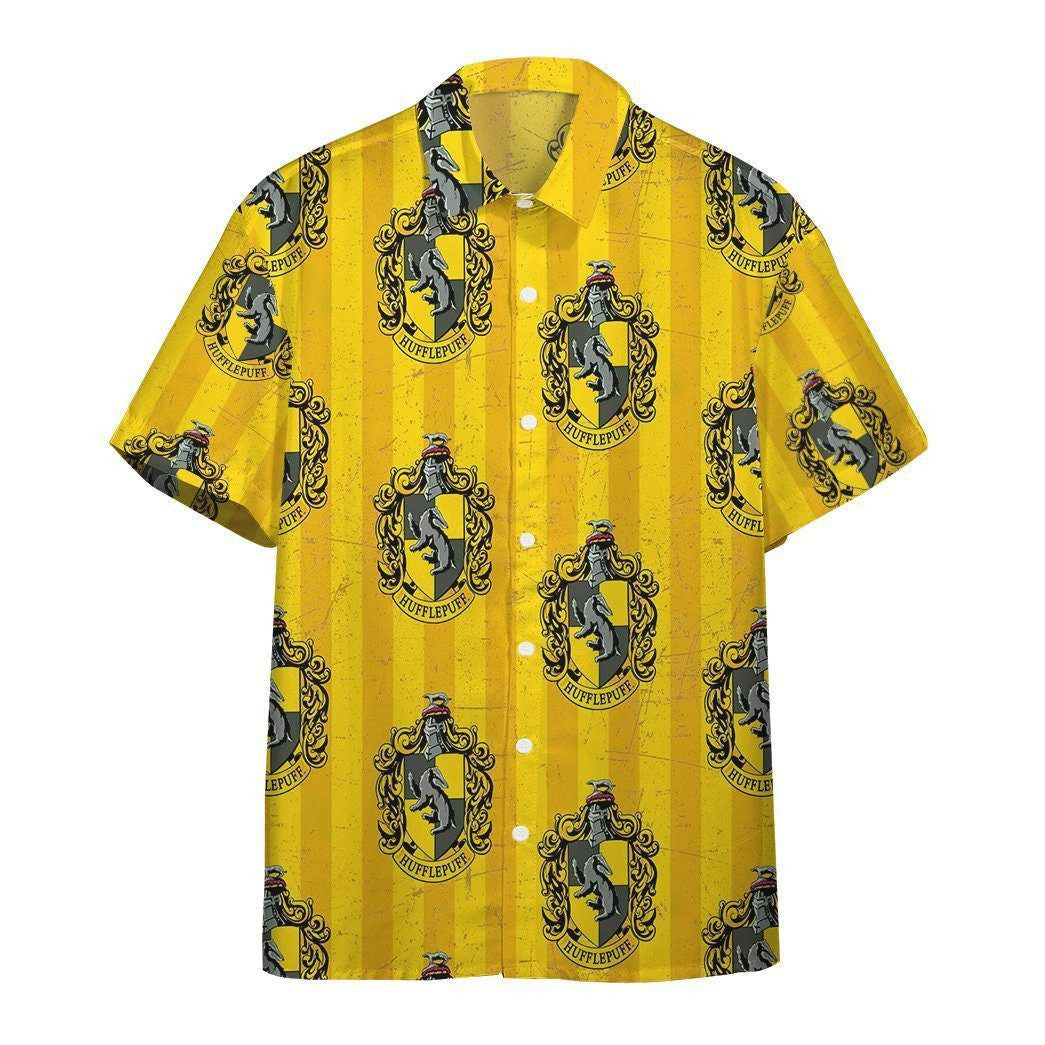 HP Hawaii Shirt Hufflepuff House Pride Crests Aloha Shirt Yellow Unisex