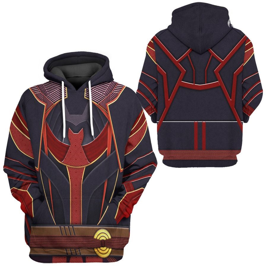 Dr Strange Hoodie MV Defender Strange Costume T-shirt Black Red Unisex