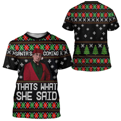 The Office Hoodie Santa's Coming That's What She Said T-shirt Black Unisex