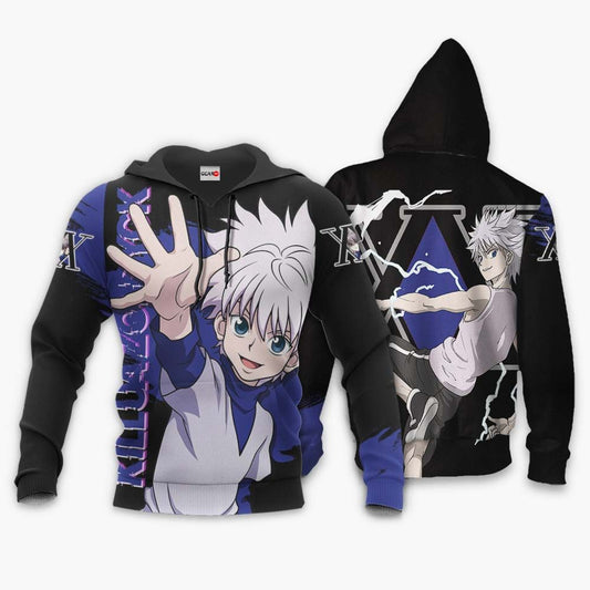 Hunter X Hunter Hoodie Killua Zoldyck Lighting Black Purple Hoodie Adult Full Print Anime Hoodie