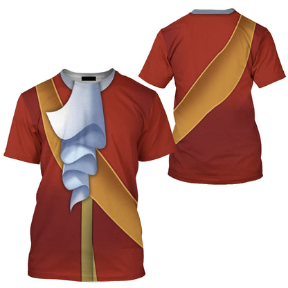 DN T-shirt Captain Hook Villain Costume T-shirt Red Unisex Adults New Release