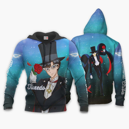 Sailor Moon Hoodie Tuxedo Mamoru Chiba Galaxy Blue Hoodie Anime Clothing Ault Full Size Full Print