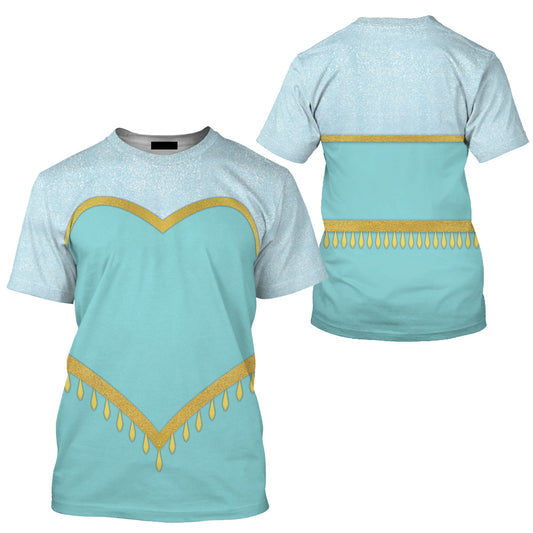 DN T-shirt Princess Jasmine Aladdin Costume T-shirt Sweatshirt Blue Unisex Adults New Release