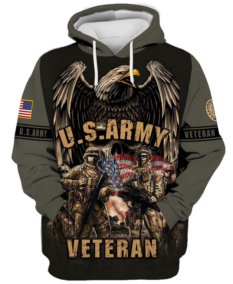 Unifinz United States Army Veteran Hoodie Black Eagle Soldier Cool High Quality T-shirt Veteran Shirt Apparel 2024