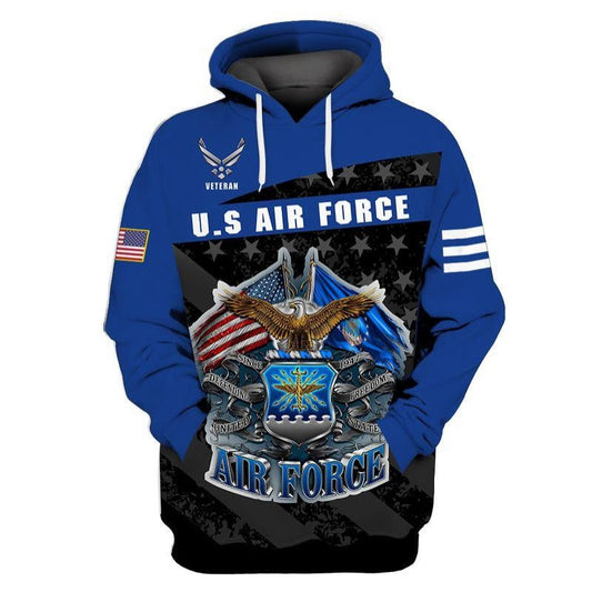 Unifinz U.S Air Force Veteran Hoodie Blue Defending Freedom T-shirt Air Force Shirt Apparel Military Hoodie Shirt 2022