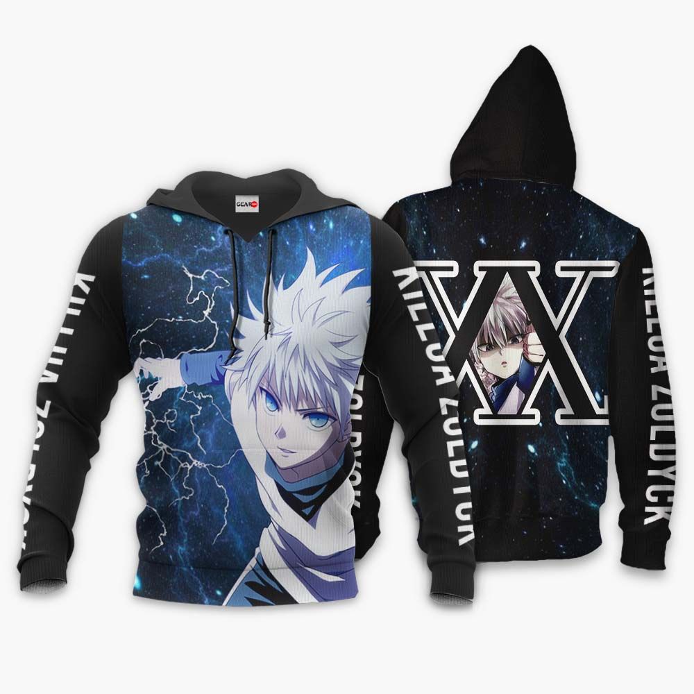 Hunter X Hunter Hoodie Killua Zoldyck XX Lighting Skill Black Blue Hoodie Adult Full Print Hunter Hunter Merch