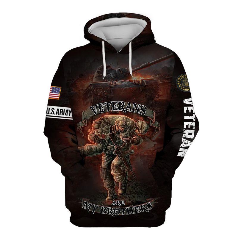 Unifinz Veteran U.S Army Hoodie Veterans Are My Brothers AOP Cool Shirt Veteran Hoodie Military Gifts 2022