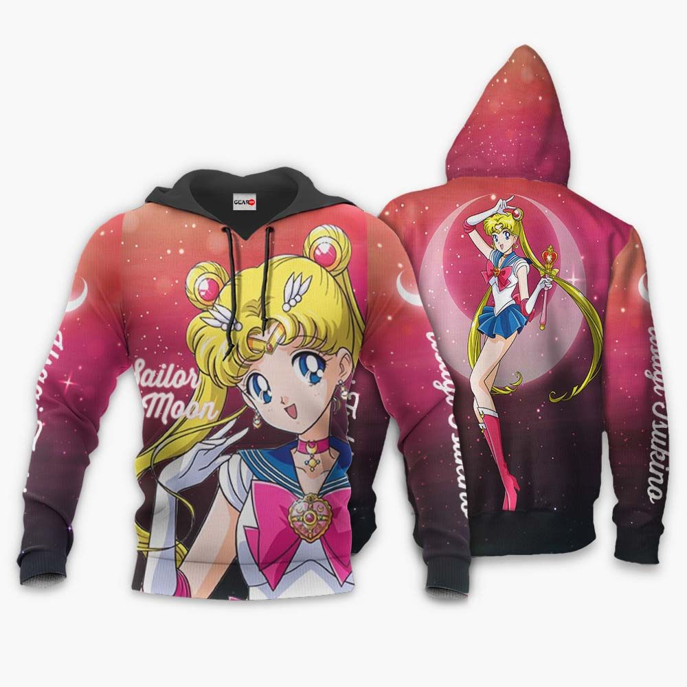 Sailor Moon Hoodie Sailor Moon Usagi Tsukino Transform Pink Hoodie Adult Full Size Anime Hoodie