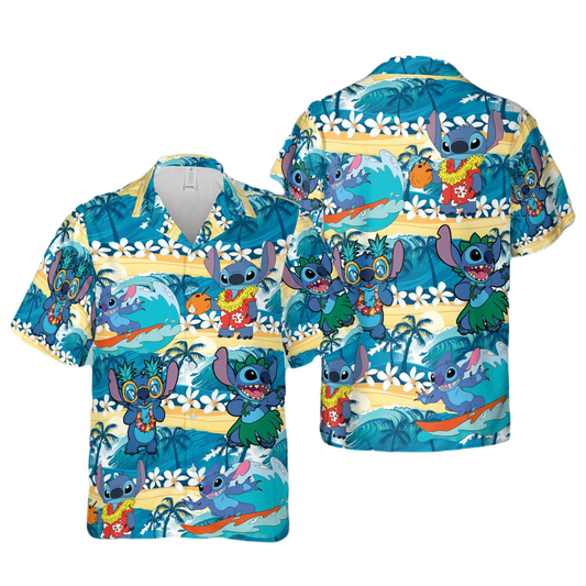 Stitch Hawaii Shirt Ocean Surfing Stitch Aloha Shirt Colorful Unisex Adults New Release