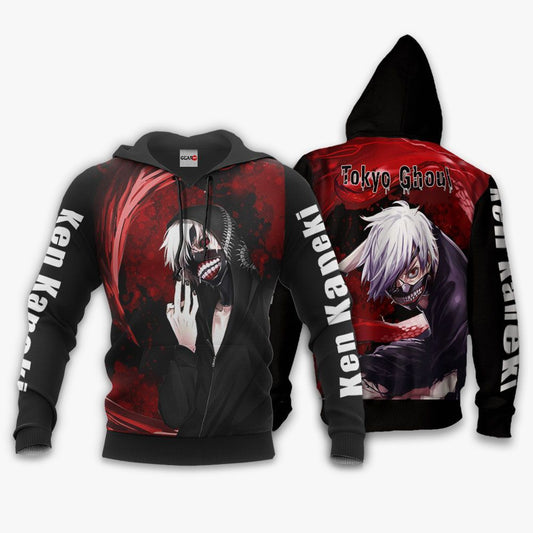 Tokyo Ghoul Hoodie Tokyo Ghoul Kaneki Ken Scary Cool Black Red Hoodie Anime Clothing Ault Unisex Full Print