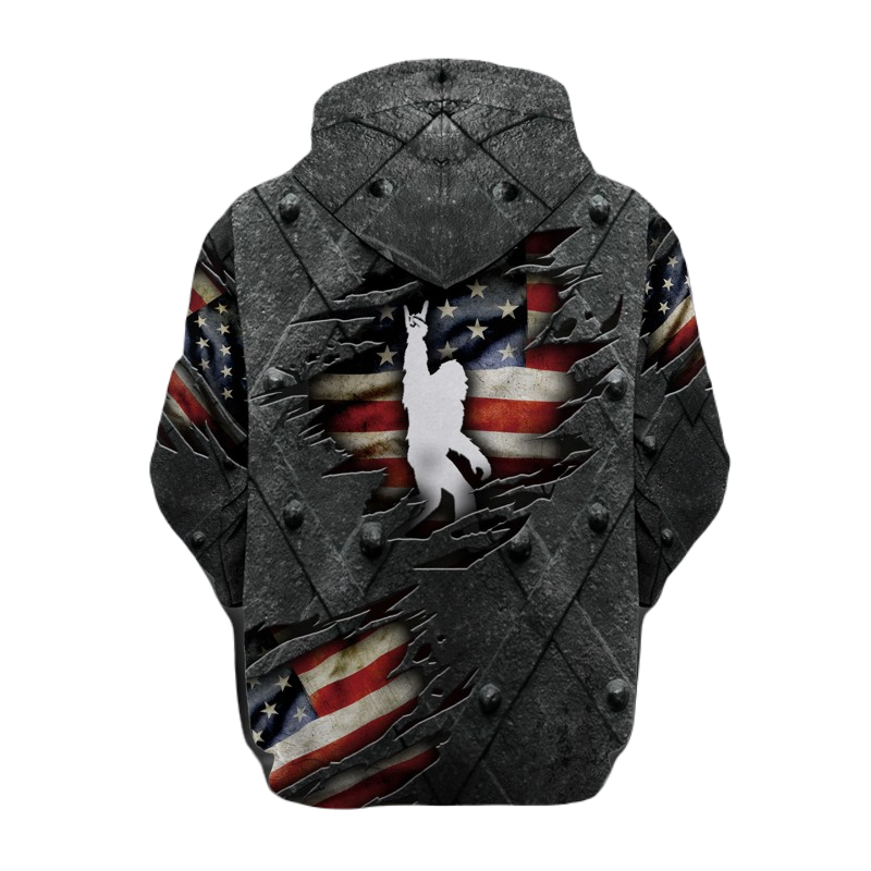 Bigfoot Hoodie Bigfoot Us Flag Pattern Hoodie Black Unisex