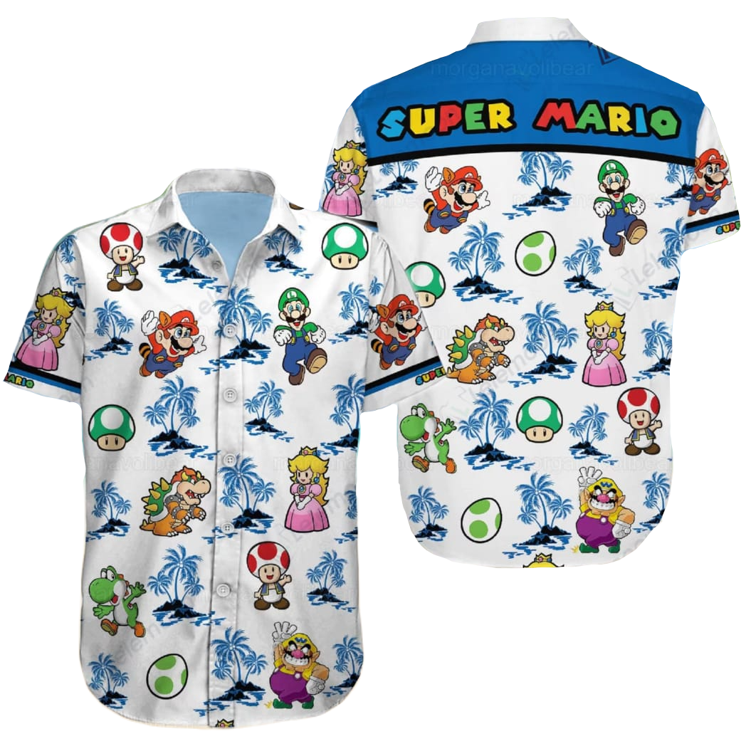 Mario Hawaii Shirt Mario Princess Peach Toad Pattern Aloha Shirt Color ...