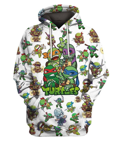 TMNT Hoodie Chibi Ninja Turtle Teammates T-shirt White Unisex