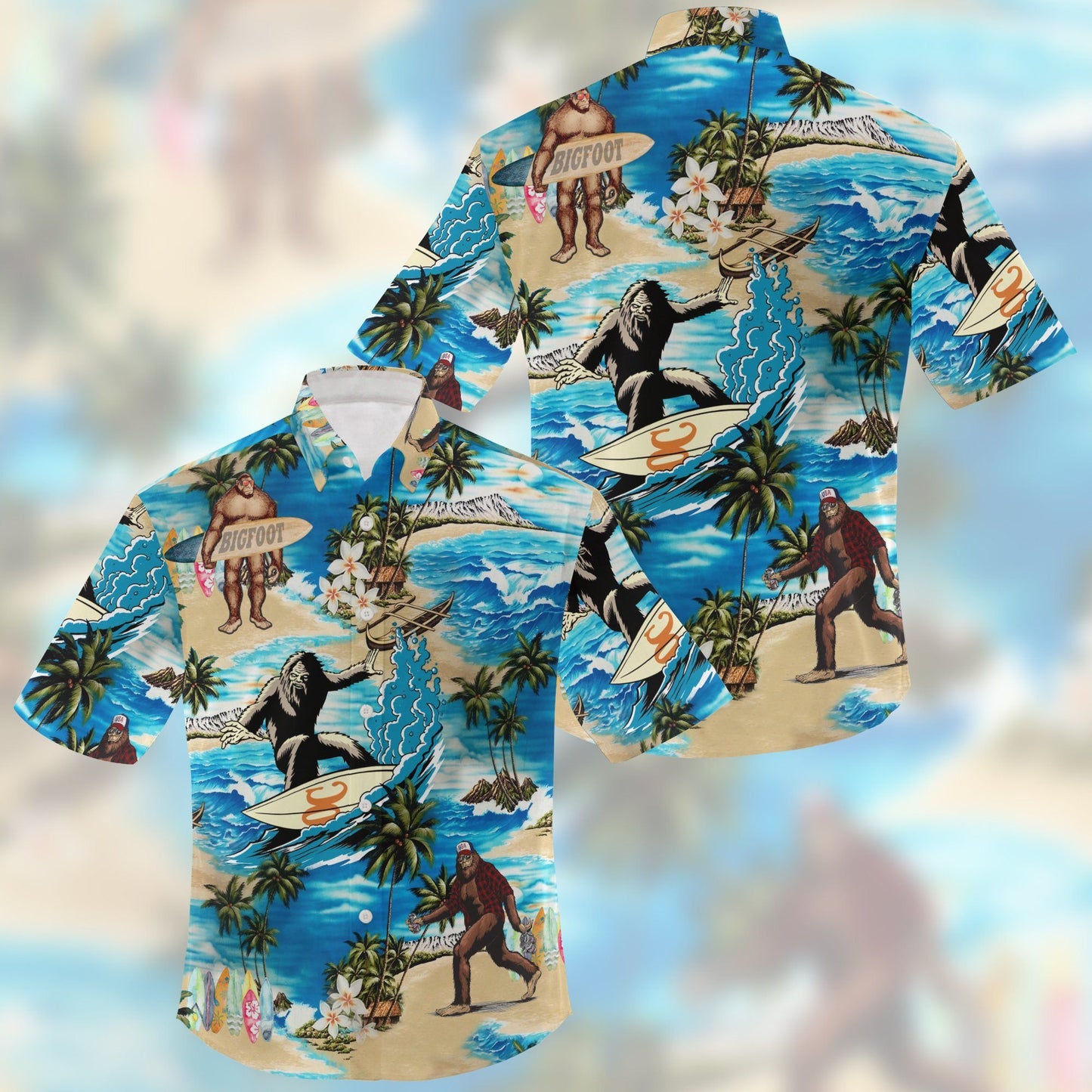 Unifinz Bigfoot Hawaii Shirt Bigfoot Surfing Hawaiian Shirt Bigfoot Aloha Shirt 2025