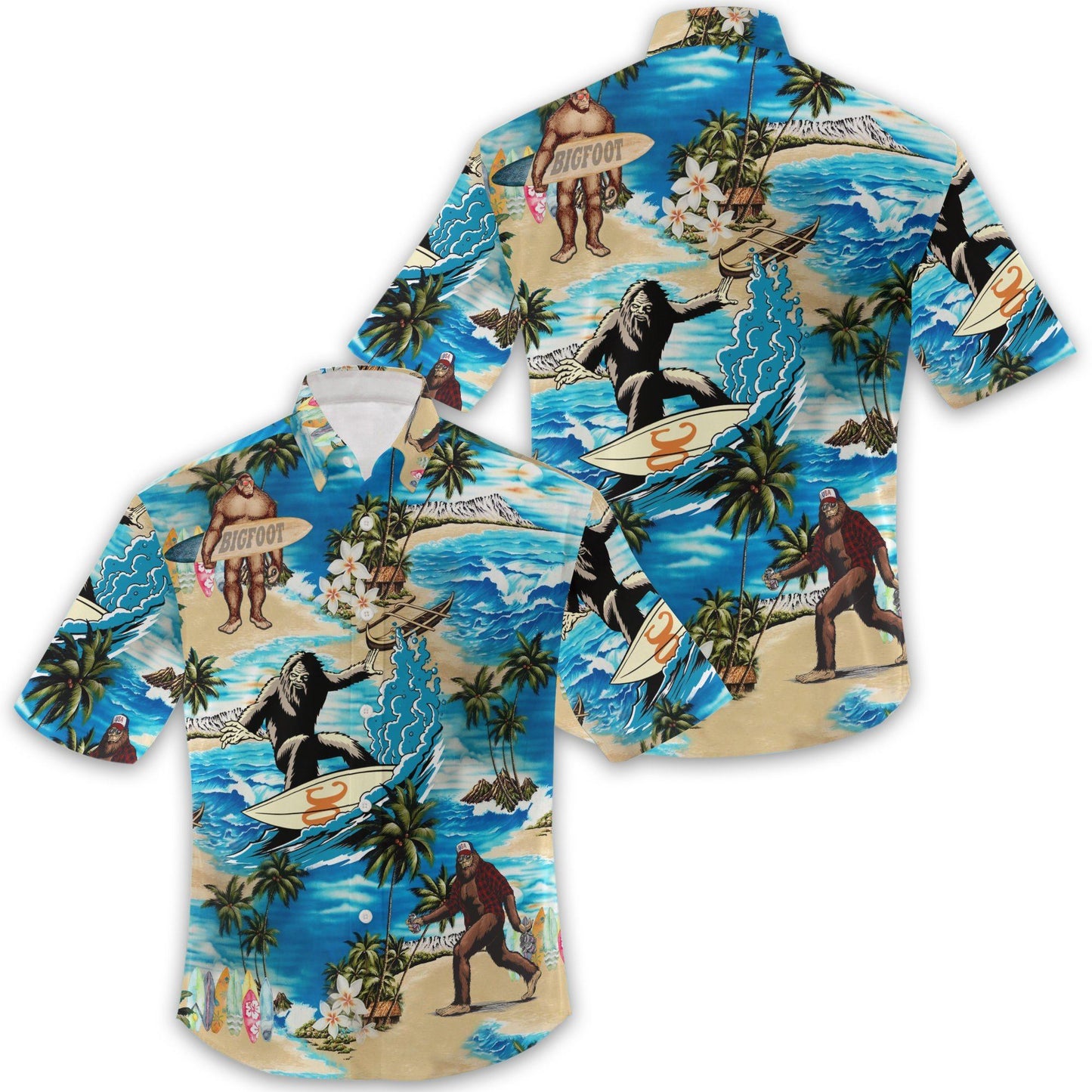 Unifinz Bigfoot Hawaii Shirt Bigfoot Surfing Hawaiian Shirt Bigfoot Aloha Shirt 2023