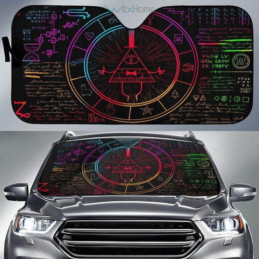  Gravity Falls Car Sun Shade Gravity Falls Bill Cipher Rainbow Radiant Colors Black Windshield Sun Shade