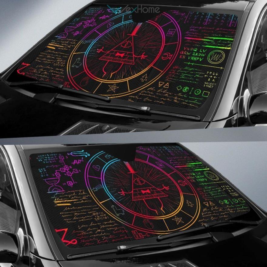  Gravity Falls Car Sun Shade Gravity Falls Bill Cipher Rainbow Radiant Colors Black Windshield Sun Shade