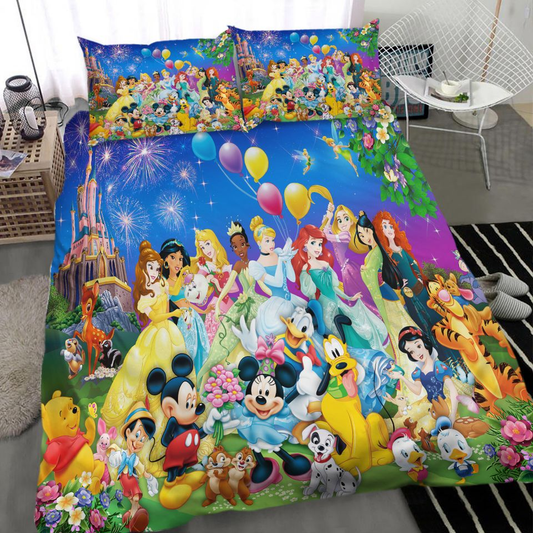 DN Bedding Set Walt DN All Princesses Graphic Duvet Covers Colorful Unique Gift