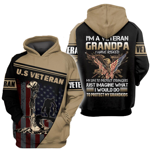 Unifinz Grandpa US Veteran Hoodie I'm A veteran Grandpa Hoodie Father's Day Gift Veteran Apparel 2023