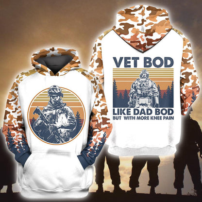 Unifinz Veteran Hoodie Vet Bod Like A Dad Bod But With More Knee Pain Cool Hoodie Military Apparel 2022