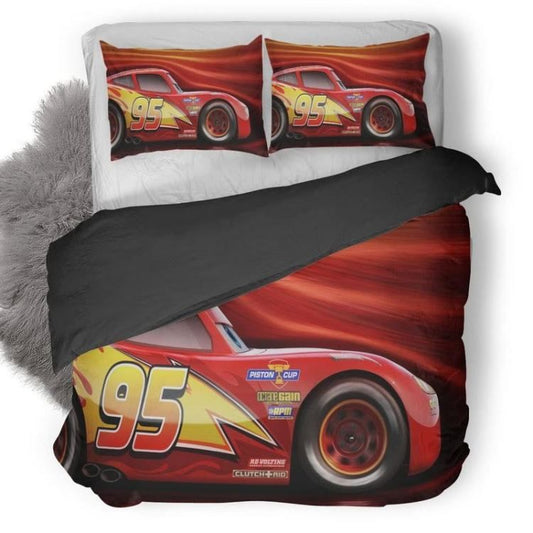 Cars Bedding Set DN Lightning Mcqueen Racer Graphic Duvet Covers Red Unique Gift