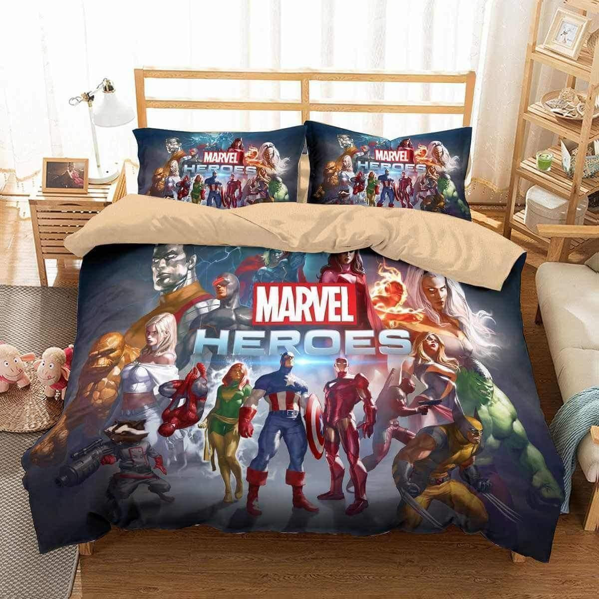 MV Bedding Set MV Heros Graphic Art Duvet Covers Gray Unique Gift