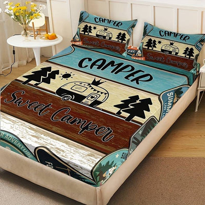 Camping Bedding Set Camper Sweet Camper Van Duvet Covers Colorful Unique Gift