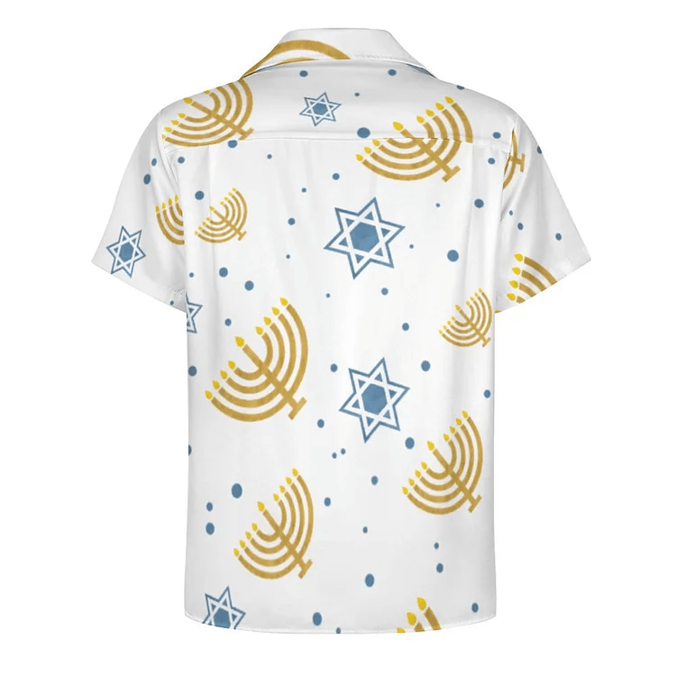 Hanukkah Hawaii Shirt Hanukkah Menorah Star Of David Pattern Aloha Shirt White Unisex