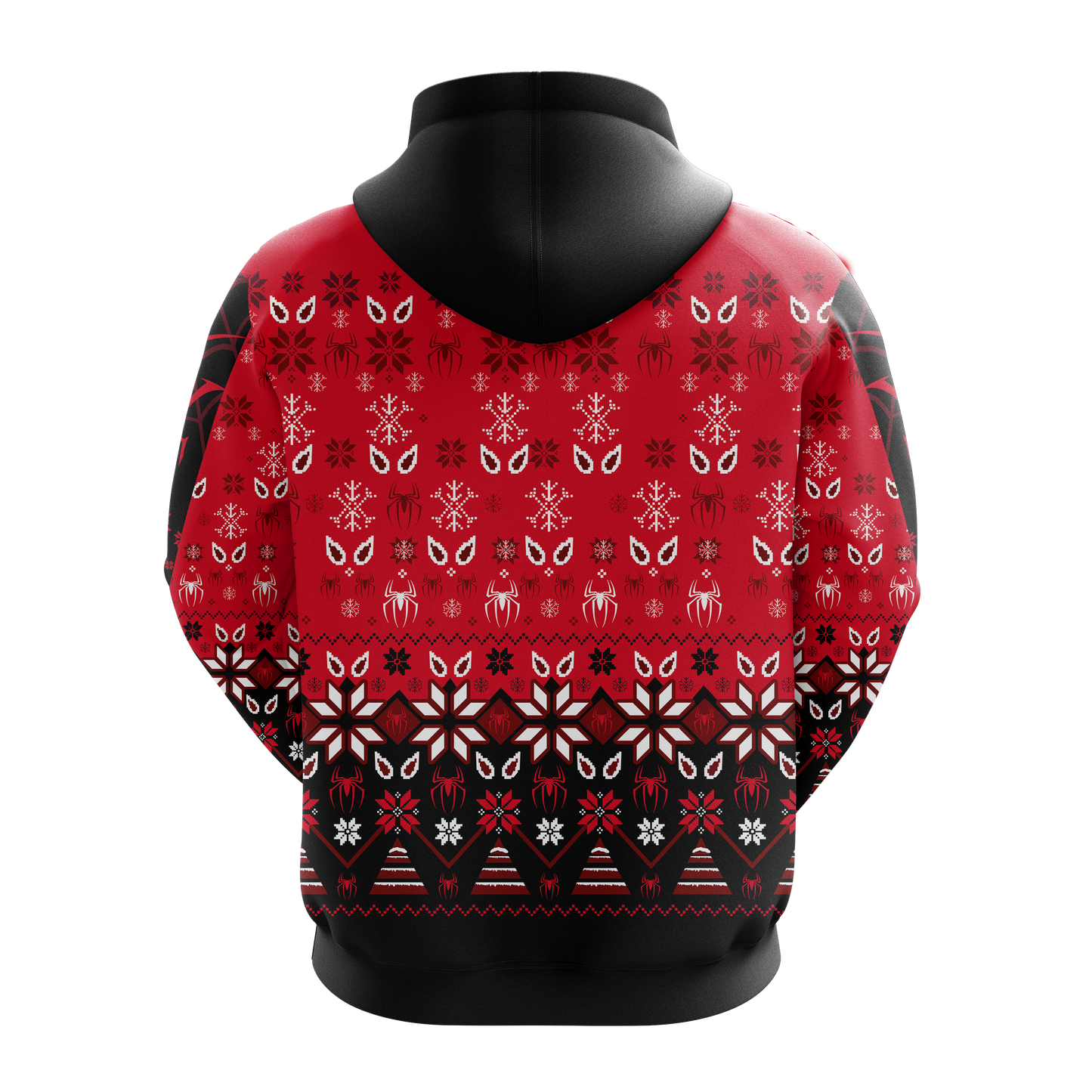 Spider Man Christmas Hoodie Spider Christmas Snowflakes Patterns Black Red Hoodie