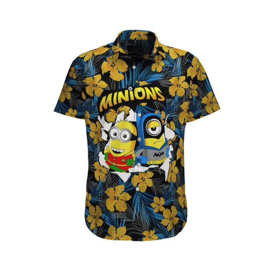 Unifinz Minions Hawaiian Shirt Batman Robin Minions Flower Tropical Blue Hawaii Shirt Minions Aloha Shirt 2023