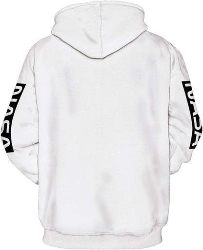 NASA Hoodie Nasa Spaceship And Planet Graphic Hoodie Black White Unisex