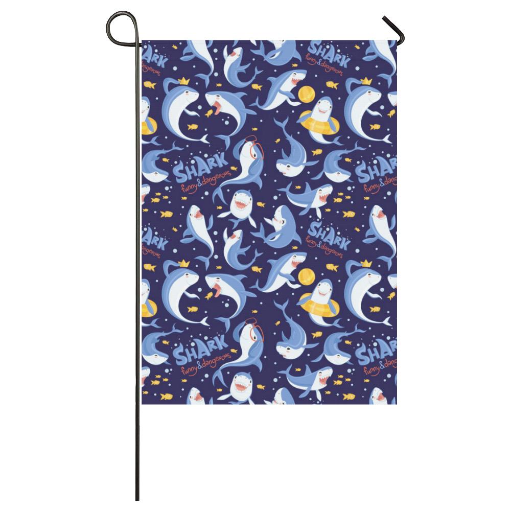  Shark Garden Flag Shark Funny And Dangerous Cute Blue House Flag