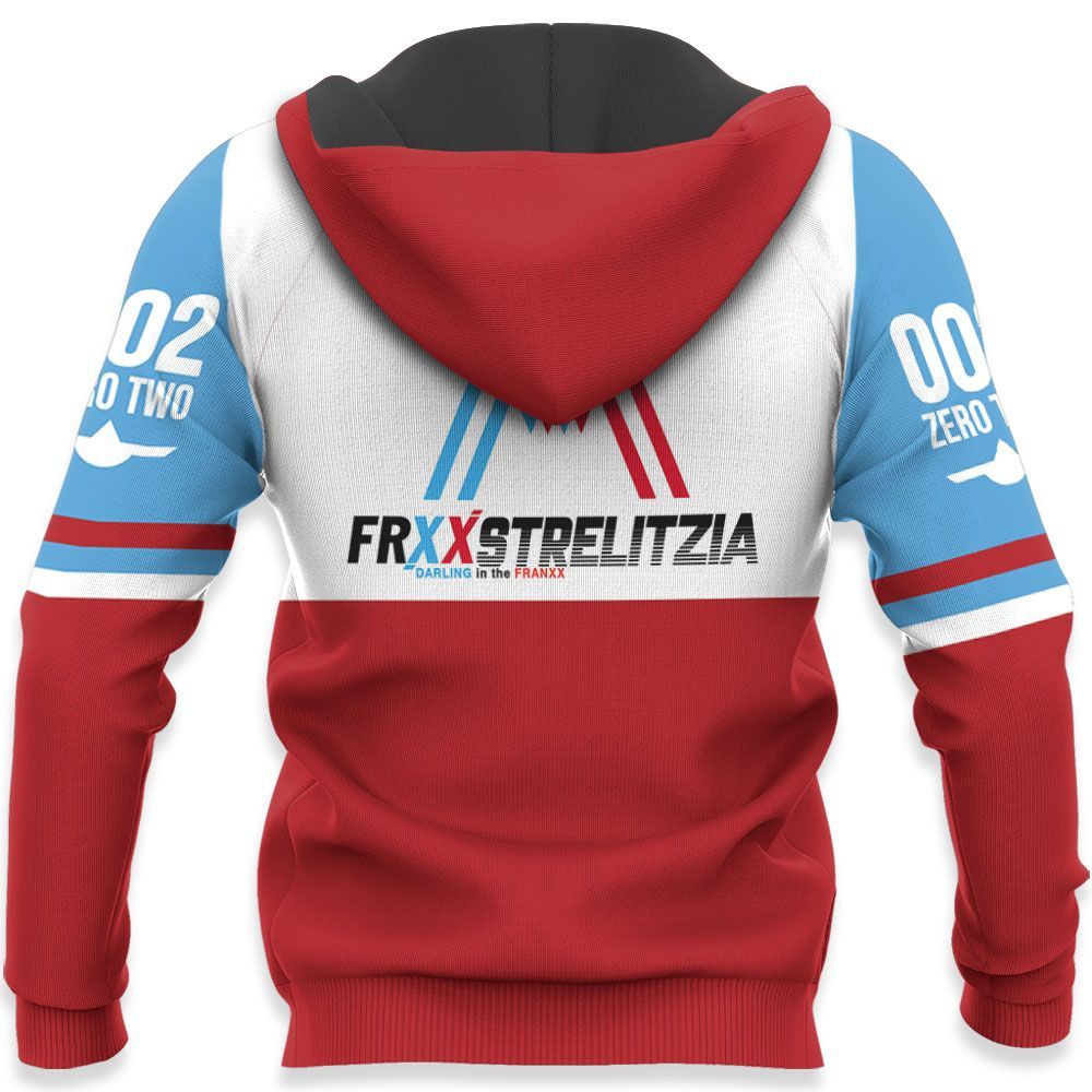 Darling In The Franxx Hoodie Darling In The Franxx Strelitzia 02 White Blue Red Hoodie Adult Unisex Anime Clothing