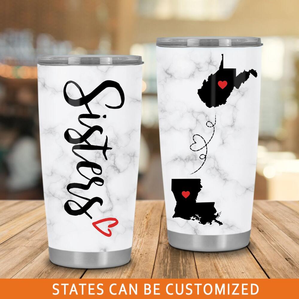 Personalized Relationship Tumbler Custom Long-distance Sister Tumbler 20oz White