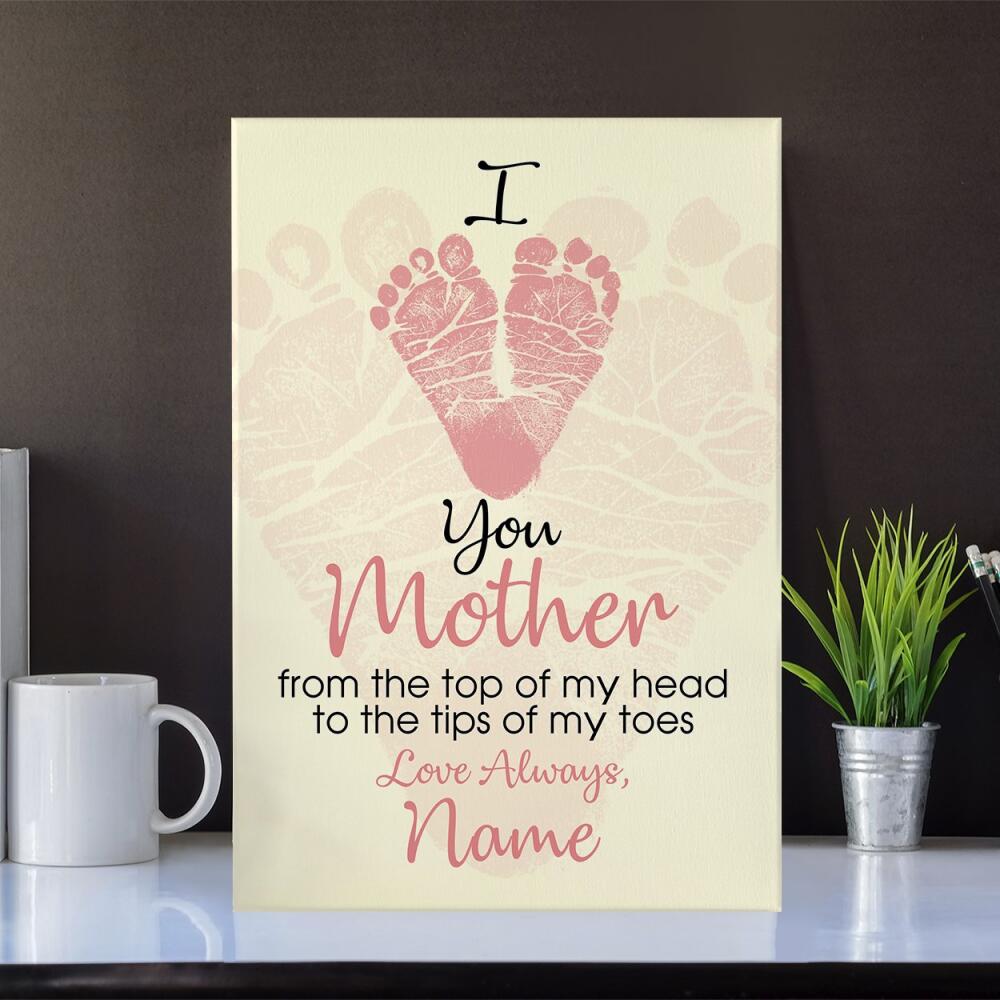 Personalized Mother's Day Portrait Canvas Custom I Love You Mother Portrait Canvas 32" x 48" Pink