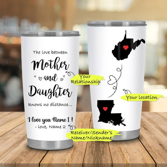 Personalized Relationship Tumbler Custom Long-distance Relationship Tumbler 20oz White