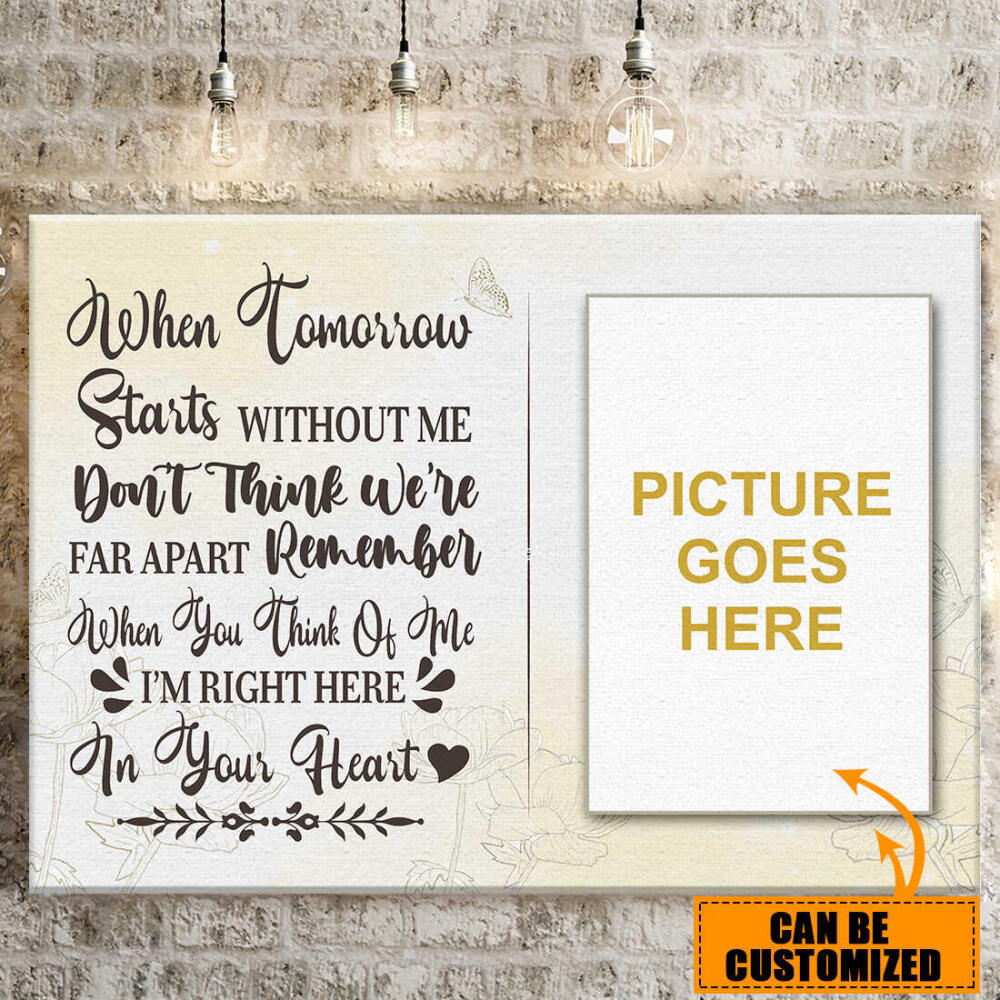 Personalized Memorial Landscape Canvas I'm Right Here In Your Heart For Loss Of Mom Dad Someone Custom Memorial Gift M16