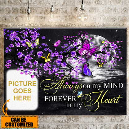 Personalized Memorial Landscape Canvas Always On My Mind Butterfly For Dad Mom Someone Custom Memorial Gift M34