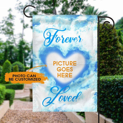 Personalized Memorial Garden Flag FForever Loved Clouds For Loss OF Someone Custom Memorial Gift M43