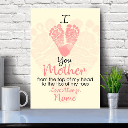 Personalized Mother's Day Portrait Canvas Custom I Love You Mother Portrait Canvas 32" x 48" Pink