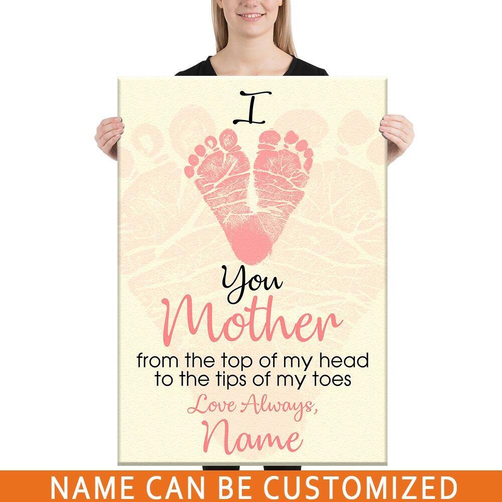 Personalized Mother's Day Portrait Canvas Custom I Love You Mother Portrait Canvas 32" x 48" Pink