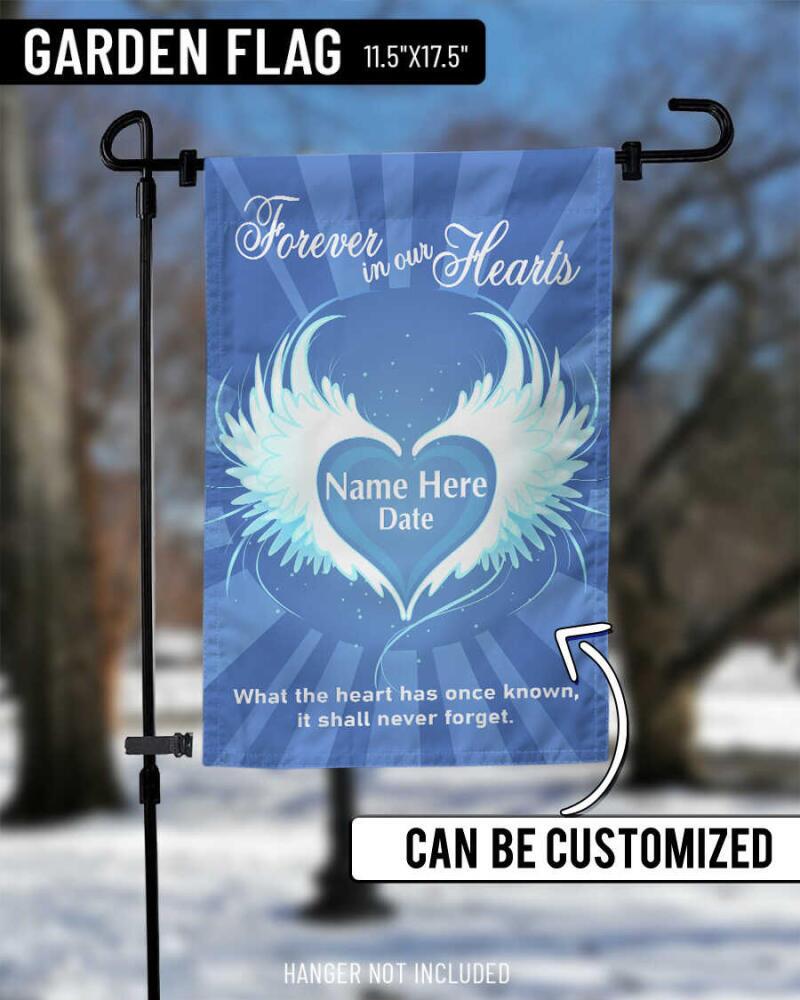 Personalized Memorial Garden Flag Forever In Our Hearts Garden Flag For Mom Dad Custom Memorial Gift M35