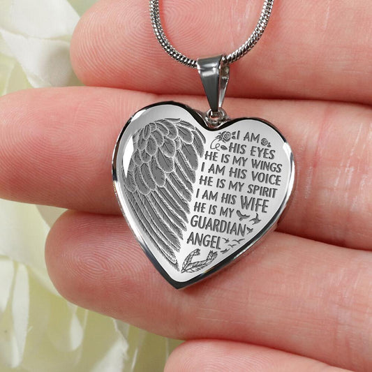 Personalized Memorial Heart Necklace He Is My Guardian Angel For Husband Custom Memorial Gift M50.1