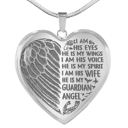 Personalized Memorial Heart Necklace He Is My Guardian Angel For Husband Custom Memorial Gift M50.1