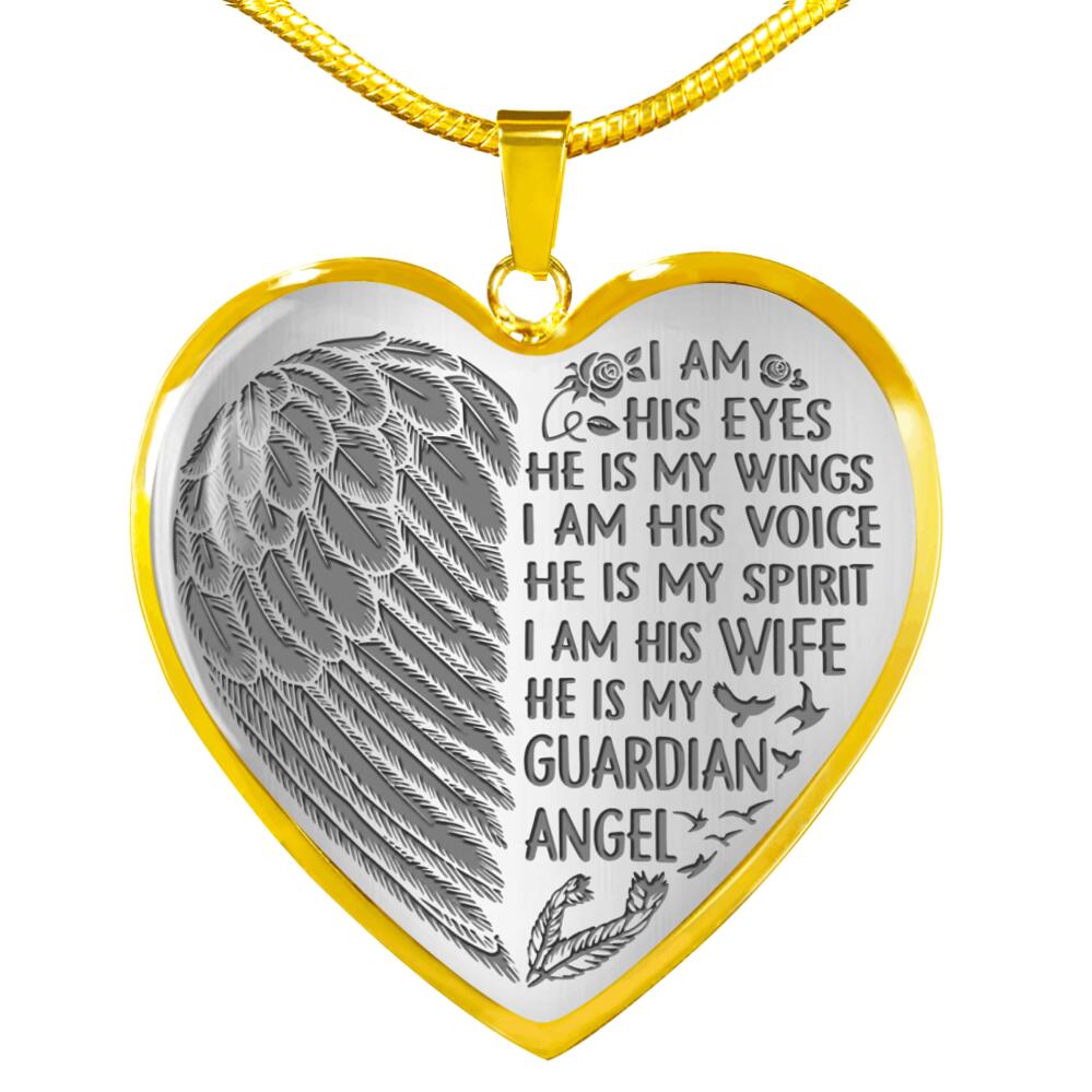 Personalized Memorial Heart Necklace He Is My Guardian Angel For Husband Custom Memorial Gift M50.1